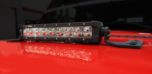 Jeep Gladiator JT Light Mounts - Center Hood - Go Rhino - 10in Single Row LED Bar - Textured Black - `18-`20